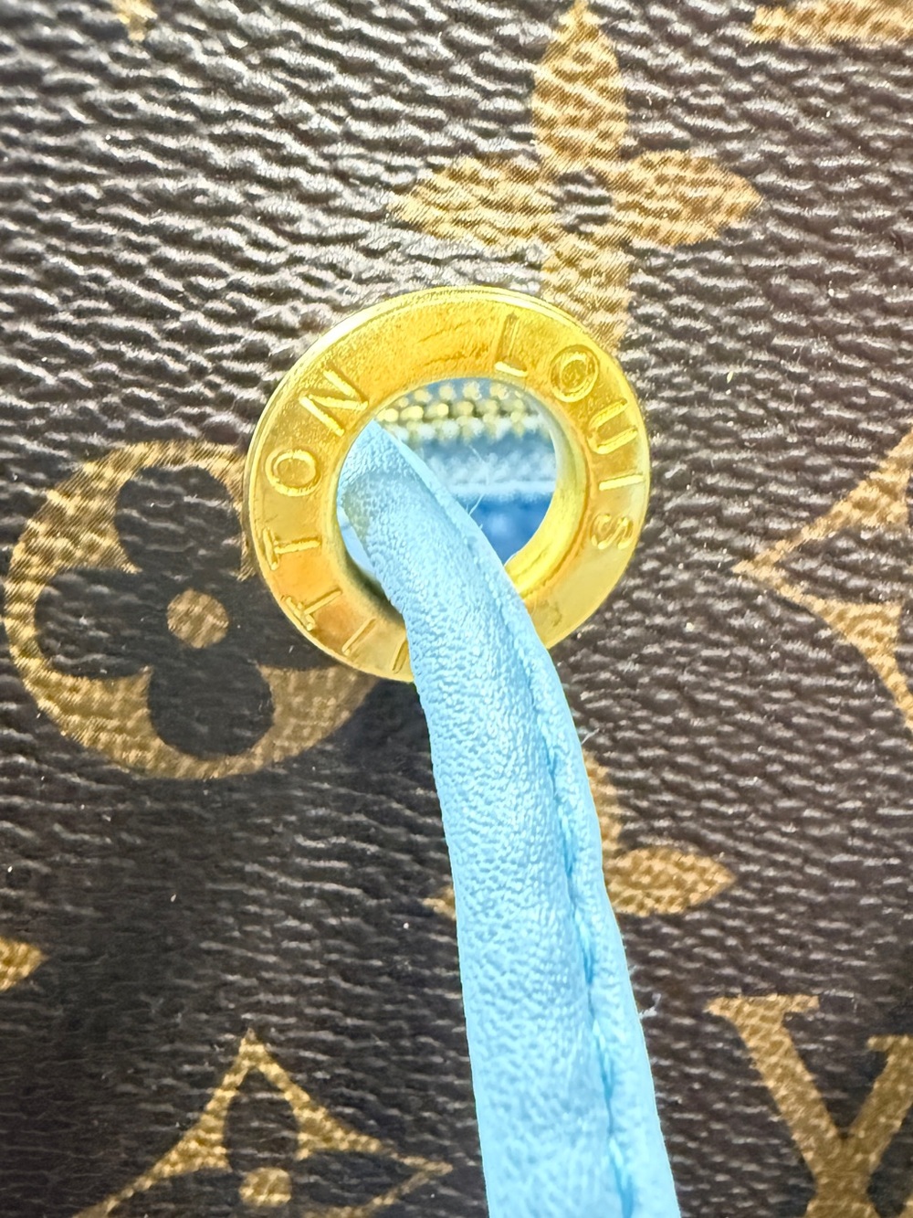 Louis Vuitton Monogram Canvas with Light Blue Trim Bucket Shoulder Bag - Picture 3 of 5